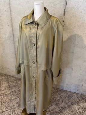 VTG Gallery Woman Y2K Metallic Gold Trench Coat | Streetwear | Plus Size 24W